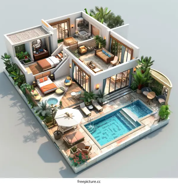 Luxury Tropical Villa Floor Plan