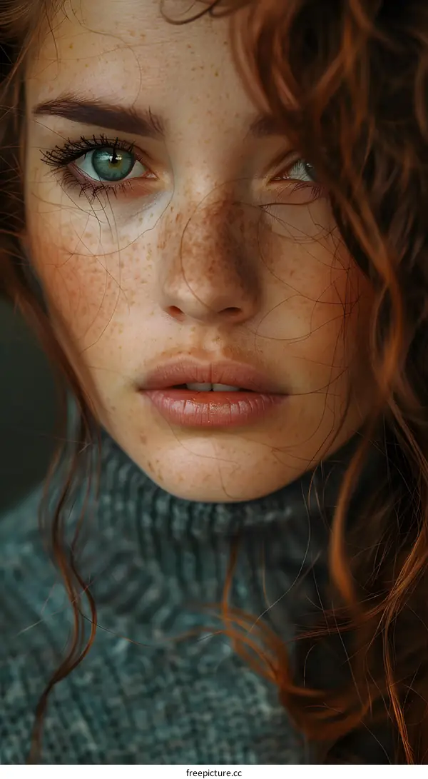 portrait of a redheaded woman with freckles