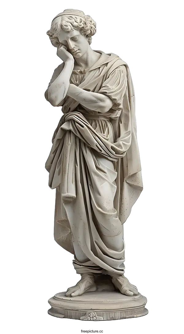 [Transparent Background PNG]A marble statue of a young woman