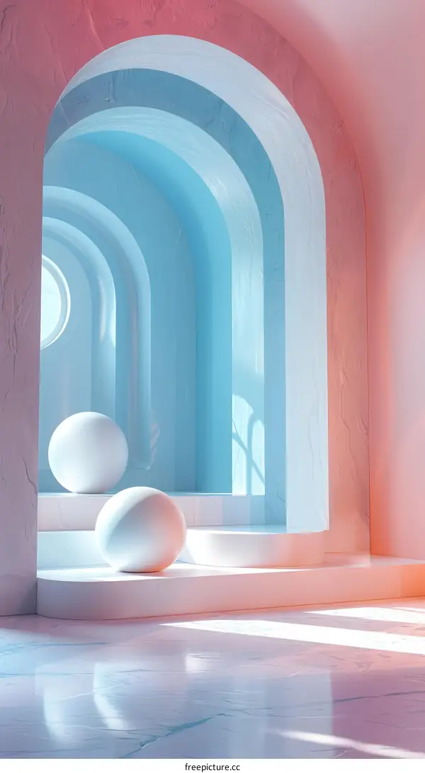 Pastel Archway Interior Design Illustration