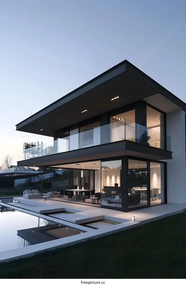Modern Minimalist House with Infinity Pool and Lush Grass