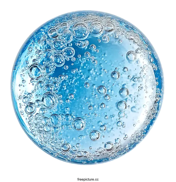 [Transparent Background PNG]Close-up of Blue Liquid with Bubbles
