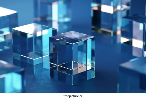 Abstract Geometric Blue Glass Cubes