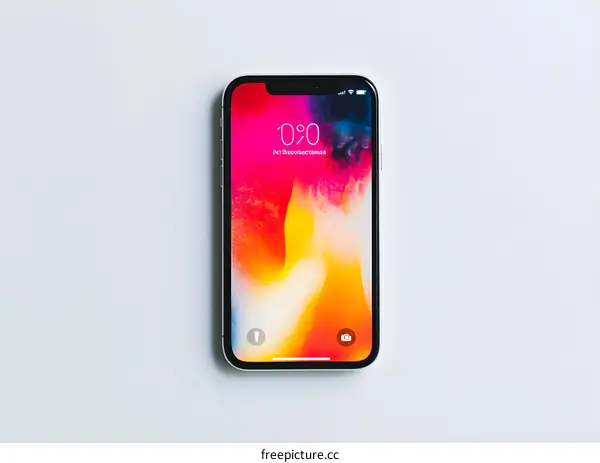 White Background  Phone With Abstract Wallpaper