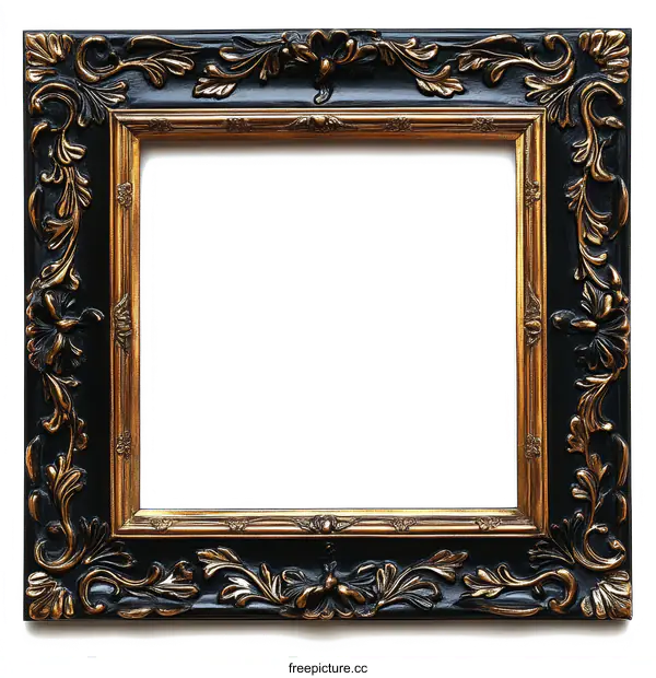 [Transparent Background PNG]Classic Ornate Black Picture Frame
