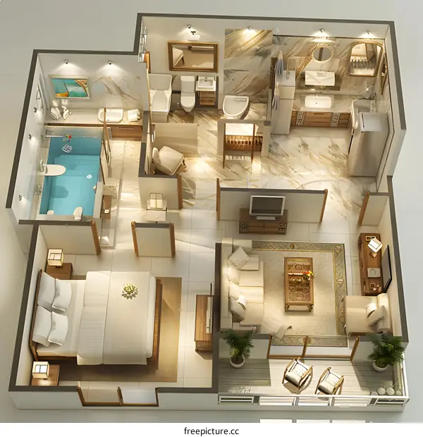 The interior design effect picture of duplex apartment