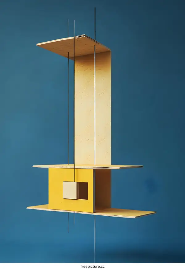 Abstract Minimalist Architecture Design With Suspended Wooden Structure