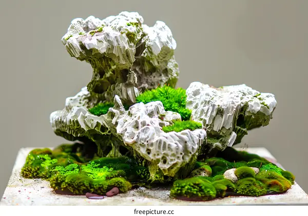 Green Moss and White Rock Miniature Landscape