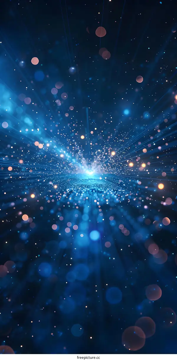 Blue and orange glowing lights in a dark background