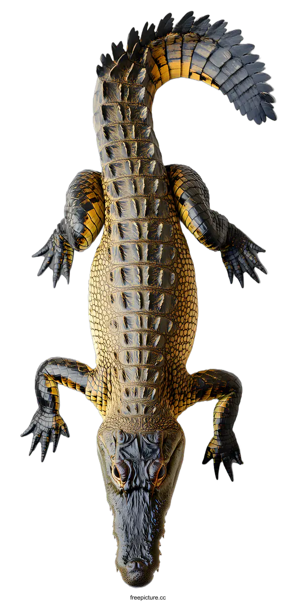 [Transparent Background PNG]Closeup of a Crocodile on a White Background