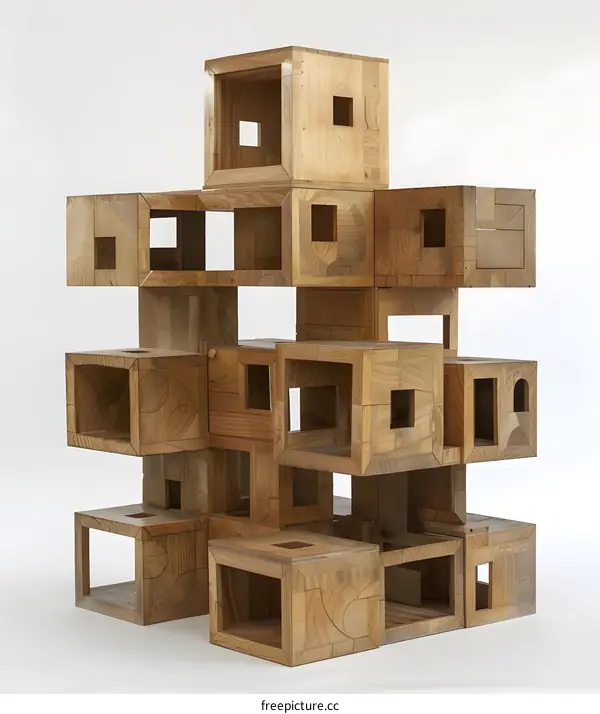 Wooden Structure of Interlocking Cubes