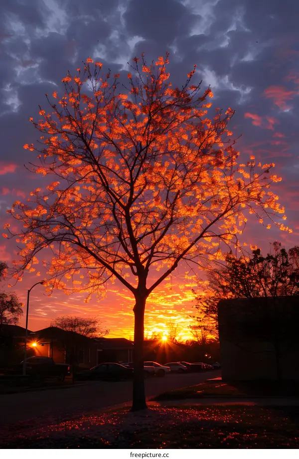 Sunset Glowing Through The Leaves Of A Tree