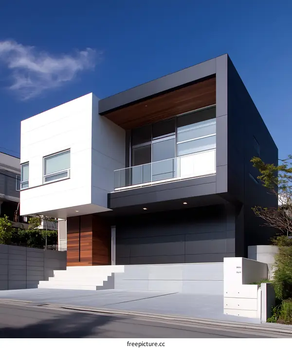Modern Two Story House with White and Black Exterior