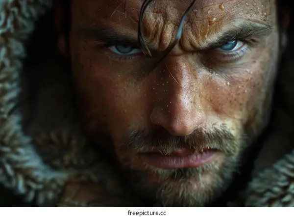Close Up Portrait of a Man with Intense Eyes