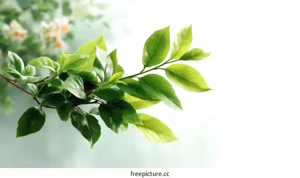 Fresh Green Leaves Branch Nature Background