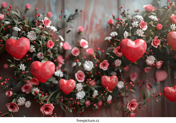 3D Love Heart Flower Wall
