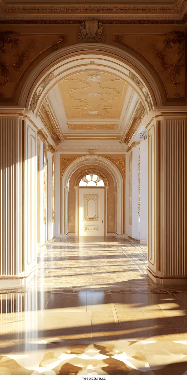 Golden Archway in an Elegant Palace Hall