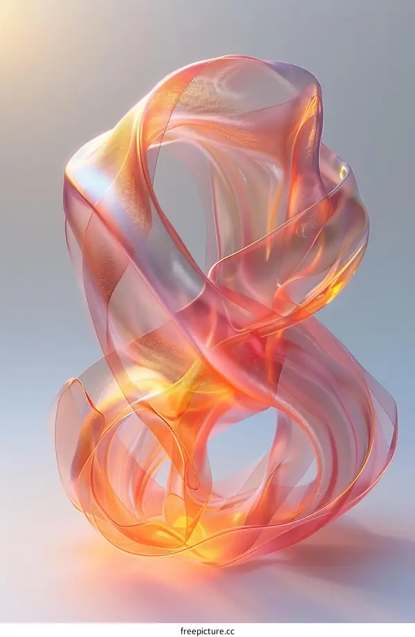 3D rendering of a pink and orange translucent curved shape