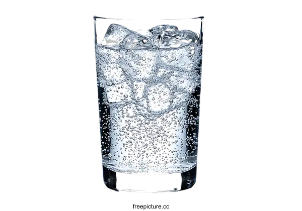 [Transparent Background PNG]Sparkling Water in a Glass with Ice