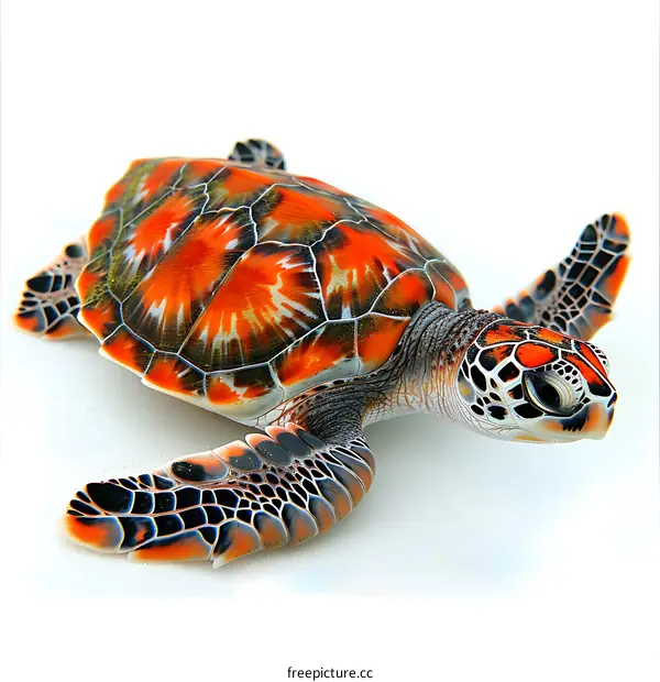 Vibrant Sea Turtle on White Background