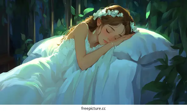Sleeping Beauty in a Floral Crown