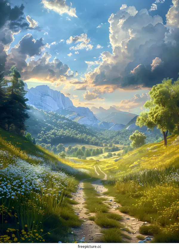 Country Road in the Evening Sunlight