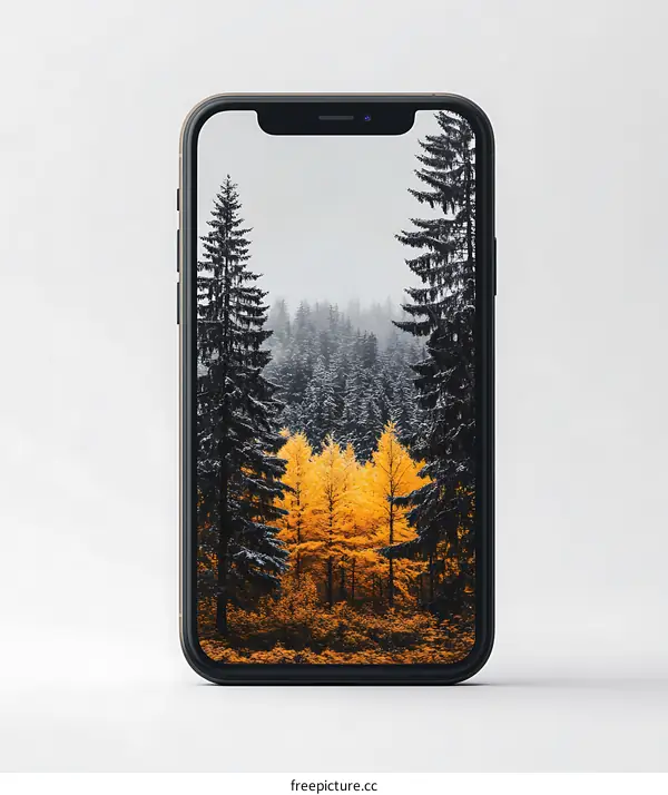 Phone with Forest Landscape Wallpaper
