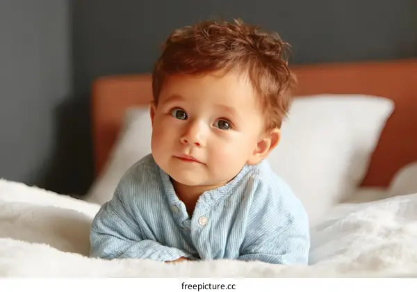 Adorable Baby Boy on a Bed