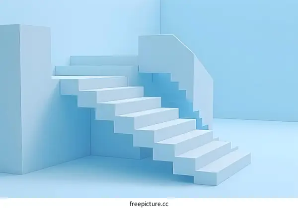 Abstract Blue Stairs Minimalist Architecture