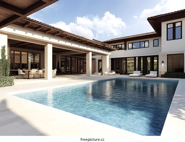 Modern House with Swimming Pool and Patio