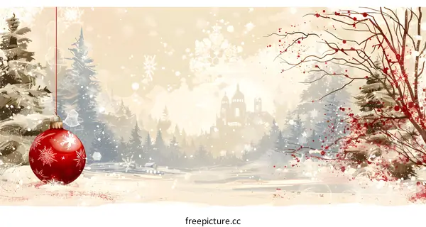 Christmas Snow Scene Illustration