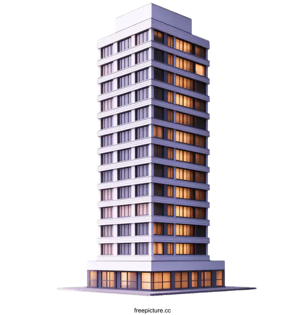 [Transparent Background PNG]Modern High-Rise Building Design Illustration