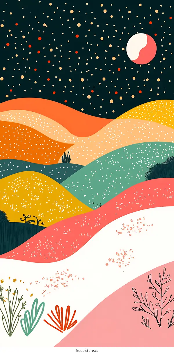 Abstract Art Illustration Night Sky Landscape