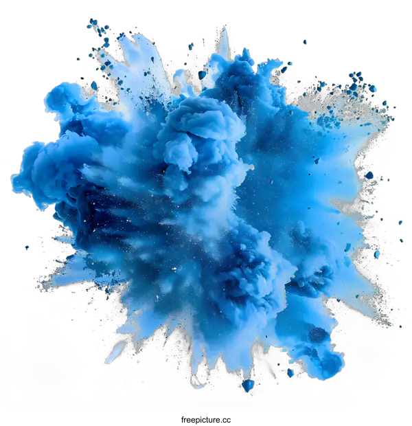[Transparent Background PNG]Blue Ink Explosion on White Background