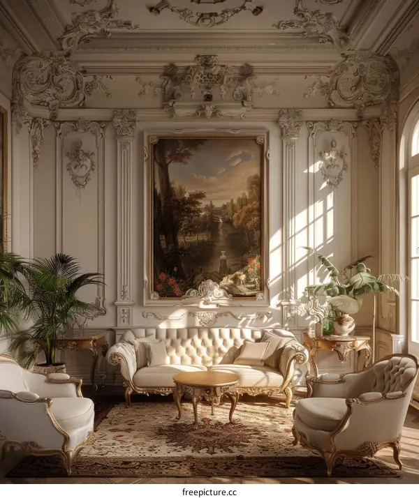 Luxury Elegant Interior Design of a Classic Living Room