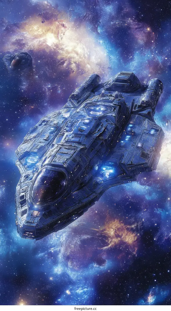 Futuristic Spaceship in Deep Space