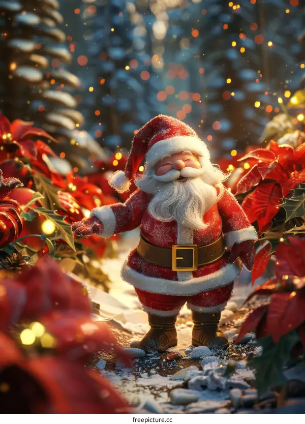 Santa Claus Delivering Presents to Excited Kids on Christmas Eve