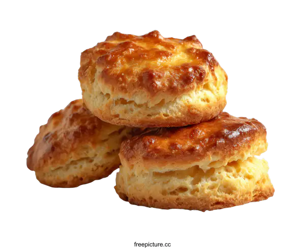 [Transparent Background PNG]Stack of golden brown biscuits close-up