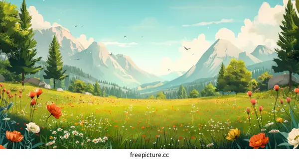 Tranquil Mountain Meadow Landscape