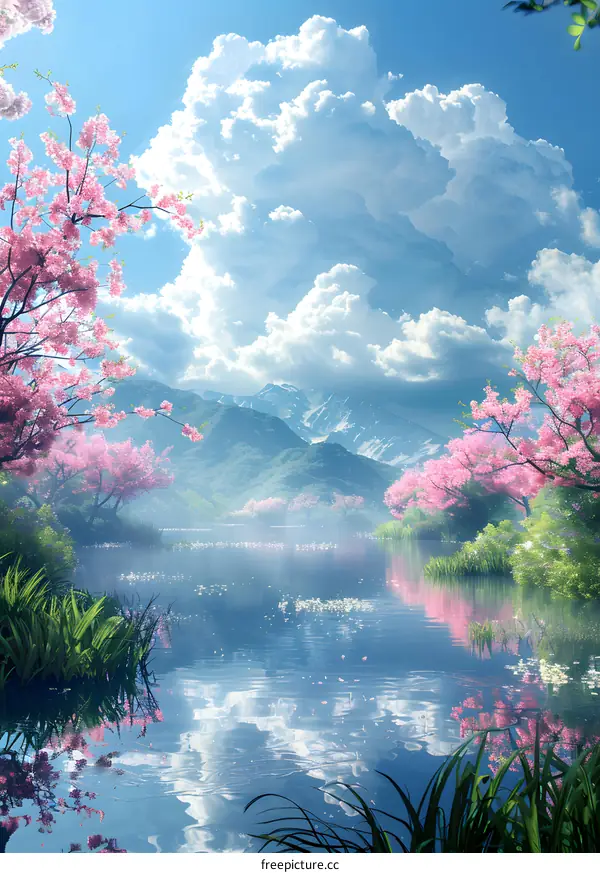 Mountain lake in spring