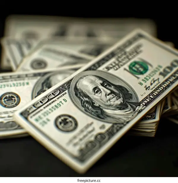 A stack of one hundred dollar bills