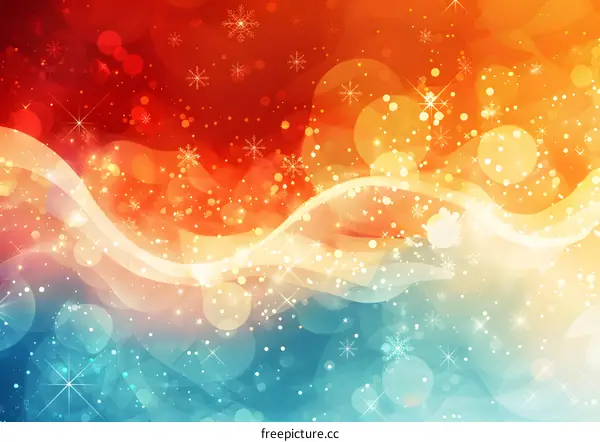 Red and blue background with white snowflakes