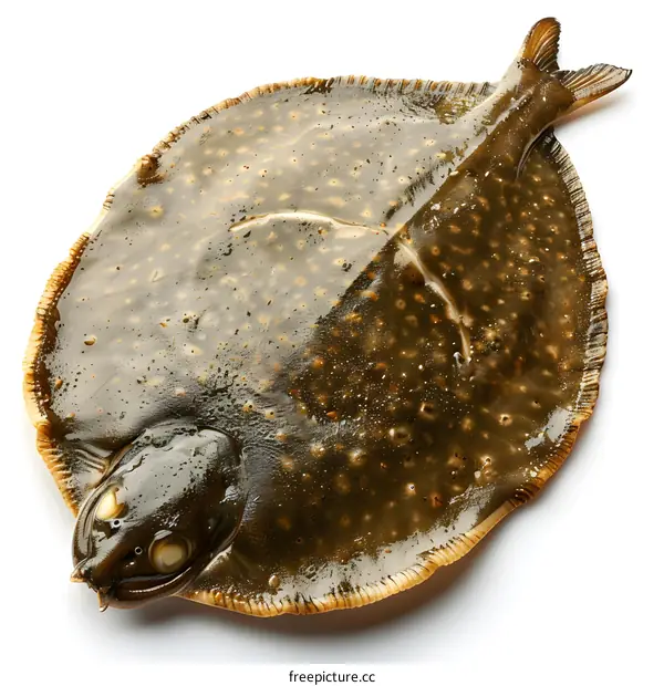 Fresh Whole Flounder Fish on White Background