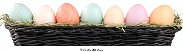 Colorful Easter Eggs in a Wicker Basket