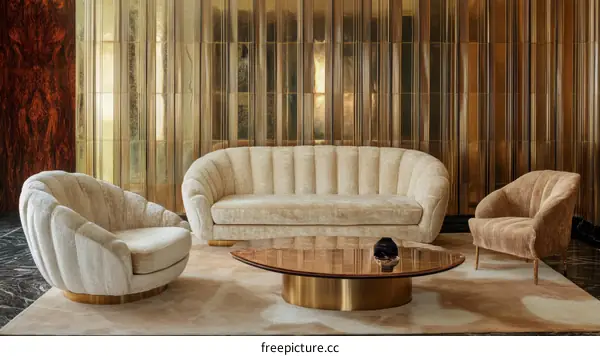 Cream Sofa and Armchair Set in Modern Living Room