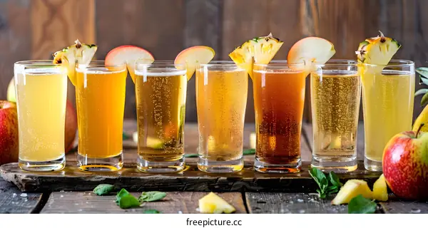 Refreshing Summer Drinks With Apple and Pineapple Slices