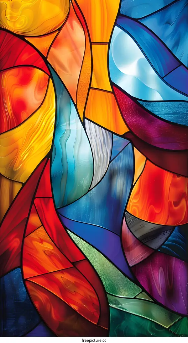Abstract Colorful Stained Glass Window Design