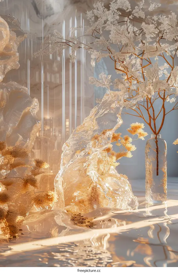 Abstract Artistic Floral Arrangement in a Transparent Setting