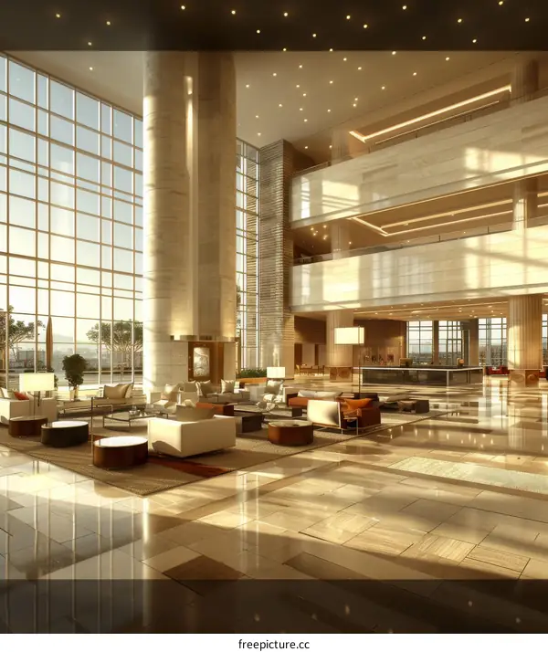 Modern Hotel Lobby Interior Design Illustration