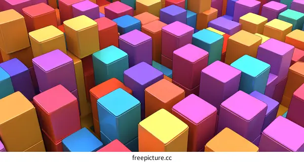 Abstract Colorful Cubes 3D Illustration